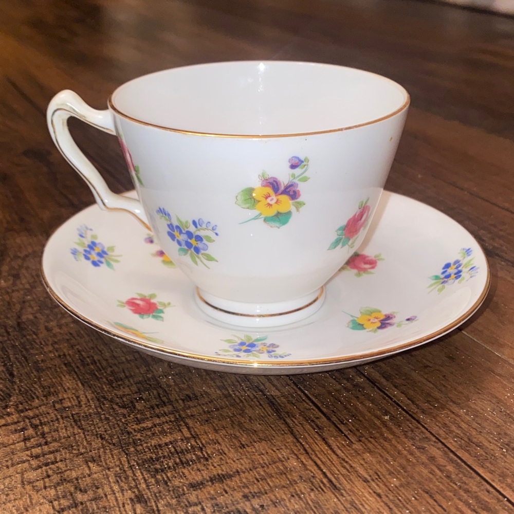 Charming Floral White Mug and Saucer Set
